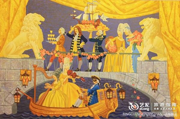 伏尔加庄园彼得洛夫宫里的列宾大型壁画
